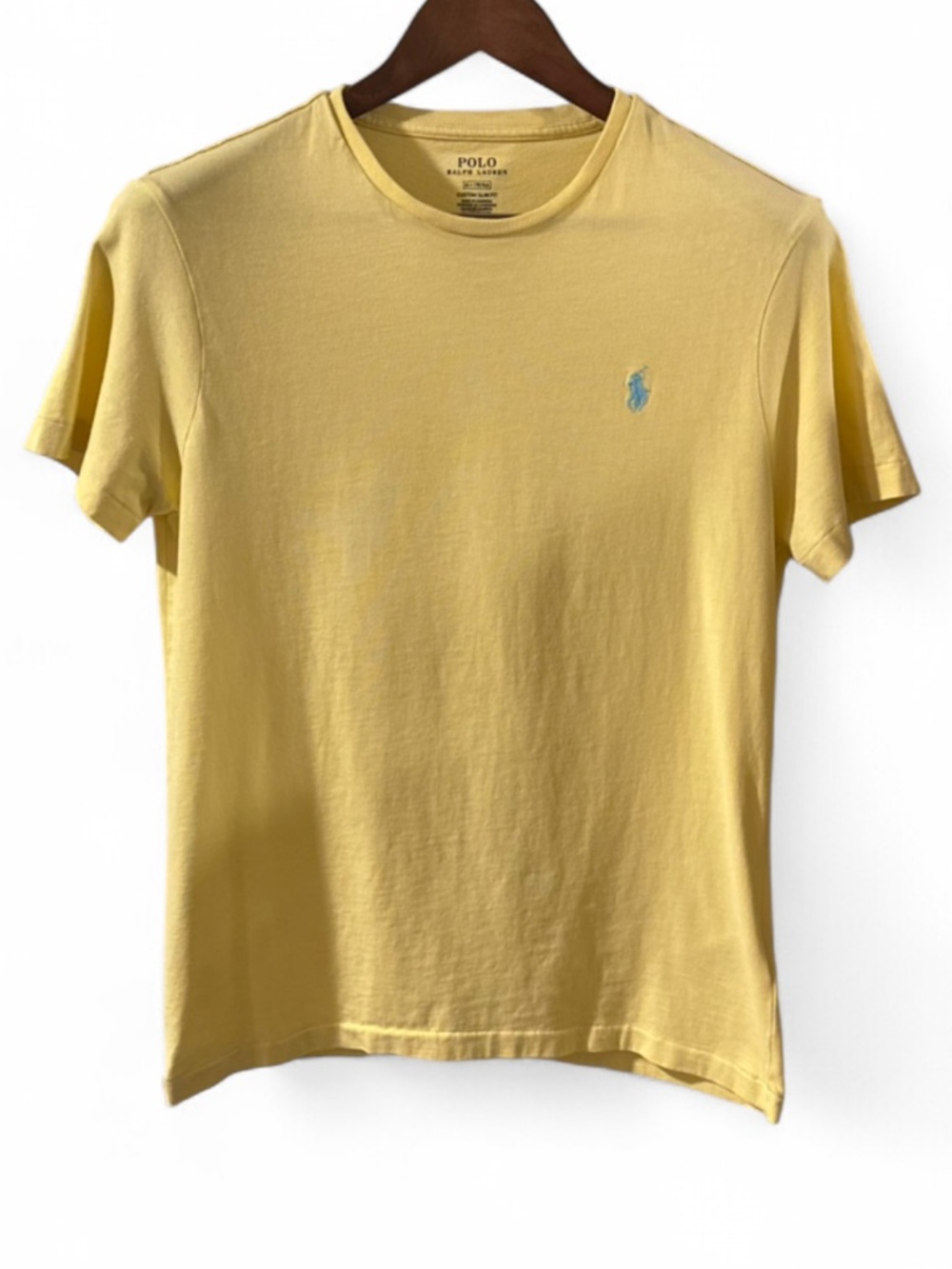 Polo Ralph Lauren Yellow Crewneck Custom Slim Fit T-shirt Size Medium